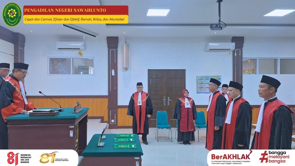Pelantikan dan Pengambilan Sumpah Jabatan Ketua Pengadilan Negeri Sawahlunto, Bapak Devid Aguswandri, S.H., M.H.