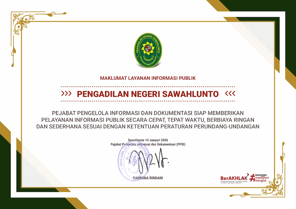 Maklumat Layanan Pengadilan Negeri Sawahlunto